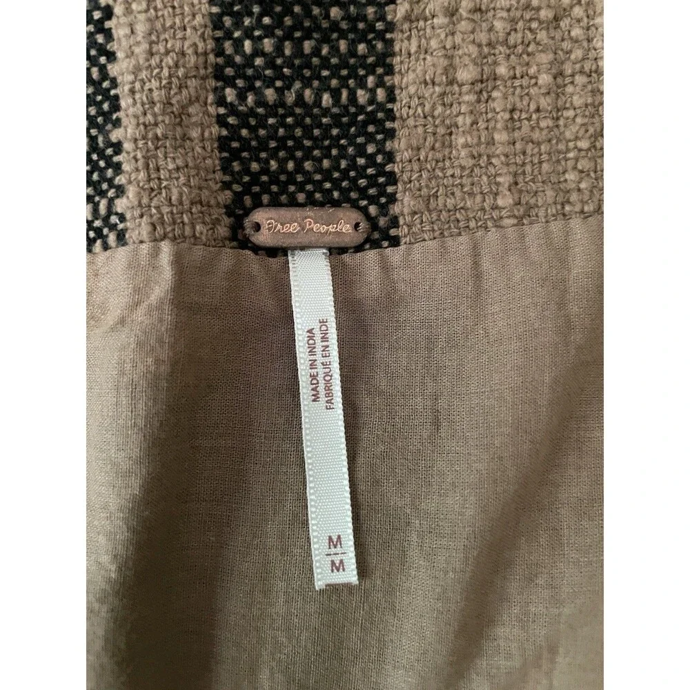 Free People Wrap Mini Skirt M Brown Stripe Asymmetrical Boho Cottage Festival